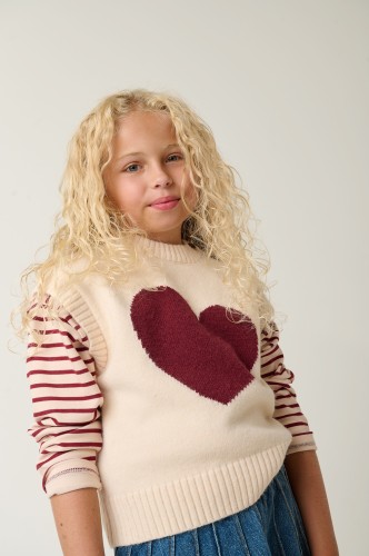 Kamizelka swetrowa dziewczęca Tumble'n Dry Chloe 84/21640/18068/4112 - kremowa
